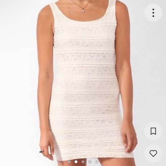 BNWT Forever 21 lace overlay cream crochet bodycon mini tank dress size L - Picture 1 of 3